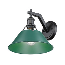 Golden 3306-1W BLK-GN - Yep by Golden Lighting Orwell 1-light Wall Sconce in Matte Black and Pine Green shade